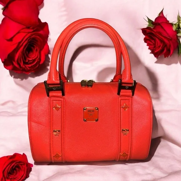 MCM Boston leather bag in Orange EUC - Picture 1 of 12